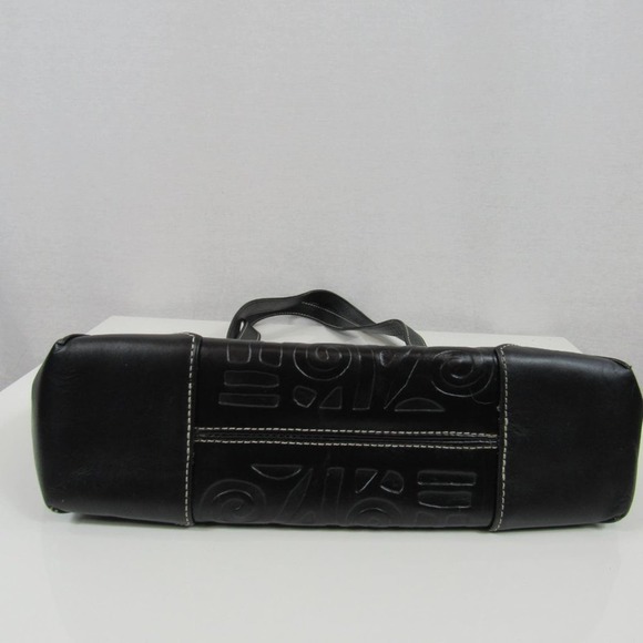 Pineda Covalin Black Leather Embossed Shoulder Bag Classy Chic - Picture 4 of 7